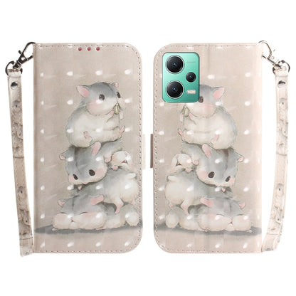For Xiaomi Redmi Note 12 5G 3D Colored Horizontal Flip Leather Phone Case(Squirrels) by buy2fix