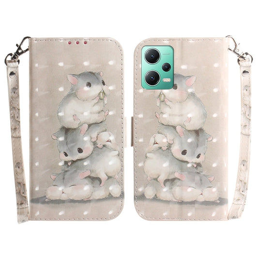 For Xiaomi Redmi Note 12 5G 3D Colored Horizontal Flip Leather Phone Case(Squirrels) by buy2fix
