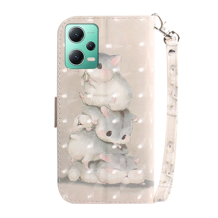 For Xiaomi Redmi Note 12 5G 3D Colored Horizontal Flip Leather Phone Case(Squirrels) by buy2fix