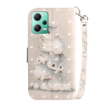 For Xiaomi Redmi Note 12 5G 3D Colored Horizontal Flip Leather Phone Case(Squirrels) by buy2fix