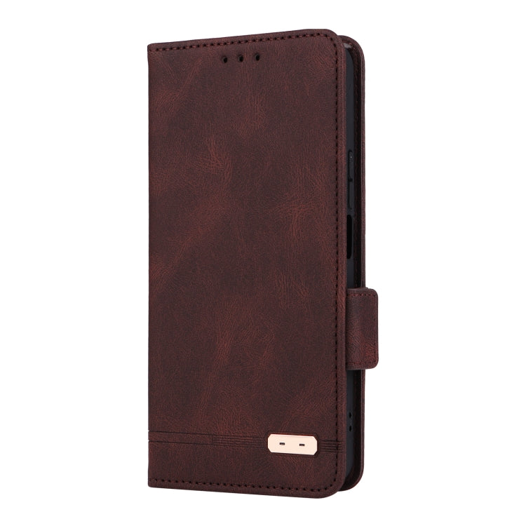 For Honor X8a Magnetic Clasp Flip Leather Phone Case(Brown) - Honor Cases by buy2fix | Online Shopping UK | buy2fix