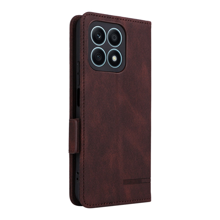 For Honor X8a Magnetic Clasp Flip Leather Phone Case(Brown) - Honor Cases by buy2fix | Online Shopping UK | buy2fix