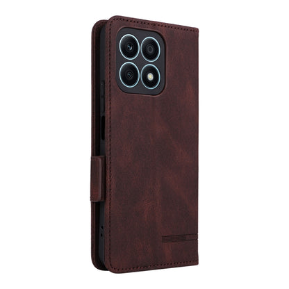 For Honor X8a Magnetic Clasp Flip Leather Phone Case(Brown) - Honor Cases by buy2fix | Online Shopping UK | buy2fix