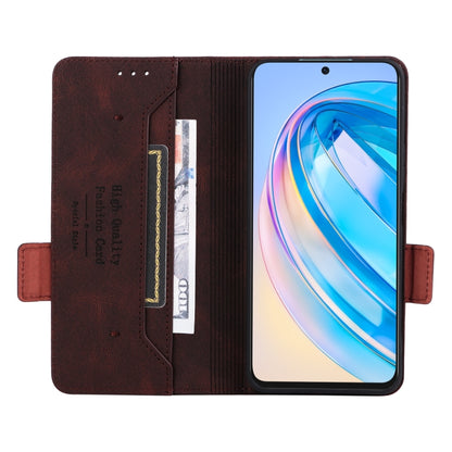 For Honor X8a Magnetic Clasp Flip Leather Phone Case(Brown) - Honor Cases by buy2fix | Online Shopping UK | buy2fix