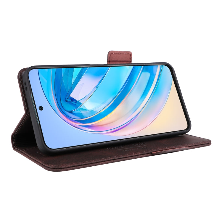 For Honor X8a Magnetic Clasp Flip Leather Phone Case(Brown) - Honor Cases by buy2fix | Online Shopping UK | buy2fix