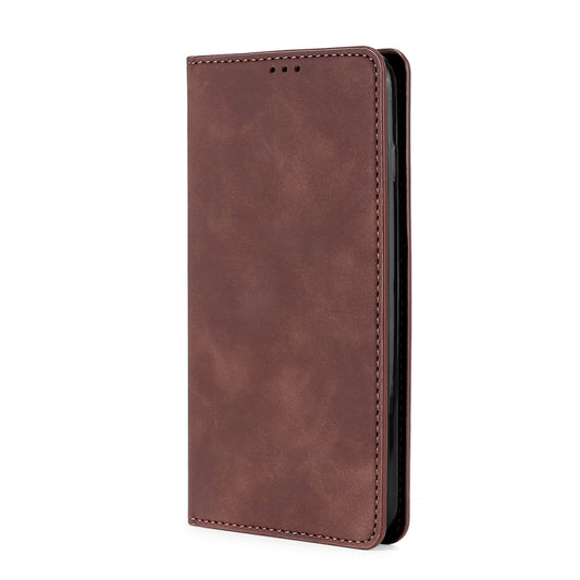 For Xiaomi Redmi 12C 4G Skin Feel Magnetic Horizontal Flip Leather Phone Case(Dark Brown) - Xiaomi Cases by buy2fix | Online Shopping UK | buy2fix