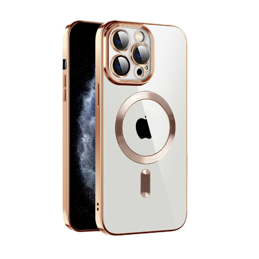 For iPhone 11 CD Texture Plating TPU MagSafe Phone Case with Lens Film(Brown) - iPhone 11 Cases by buy2fix | Online Shopping UK | buy2fix