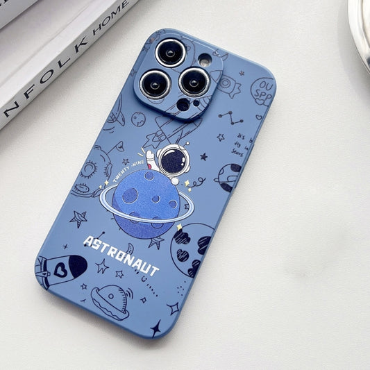 For iPhone 14 Pro Max Liquid Silicone Straight Side Phone Case(Blue Astronaut) - iPhone 14 Pro Max Cases by buy2fix | Online Shopping UK | buy2fix