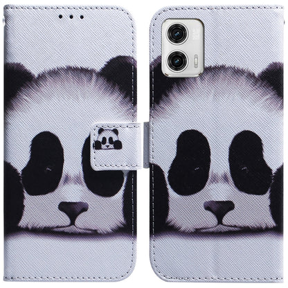 For Motorola Moto G73 Coloured Drawing Flip Leather Phone Case(Panda) - Motorola Cases by buy2fix | Online Shopping UK | buy2fix
