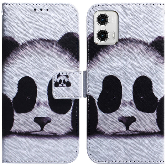 For Motorola Moto G73 Coloured Drawing Flip Leather Phone Case(Panda) - Motorola Cases by buy2fix | Online Shopping UK | buy2fix