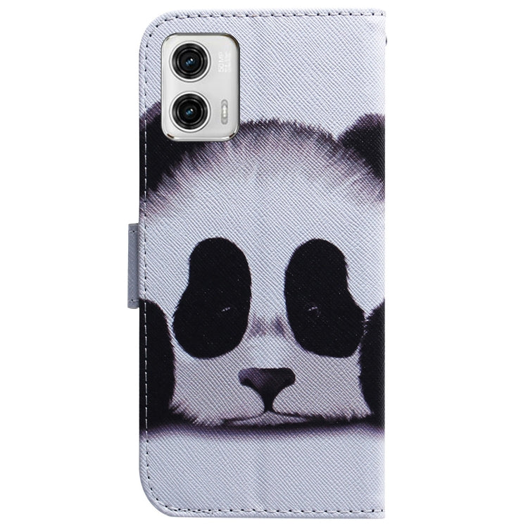 For Motorola Moto G73 Coloured Drawing Flip Leather Phone Case(Panda) - Motorola Cases by buy2fix | Online Shopping UK | buy2fix