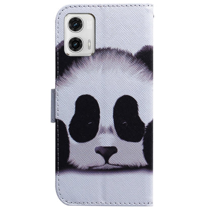For Motorola Moto G73 Coloured Drawing Flip Leather Phone Case(Panda) - Motorola Cases by buy2fix | Online Shopping UK | buy2fix
