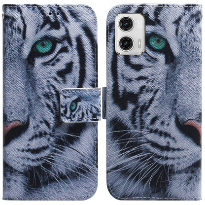 For Motorola Moto G73 Coloured Drawing Flip Leather Phone Case(Tiger) - Motorola Cases by buy2fix | Online Shopping UK | buy2fix