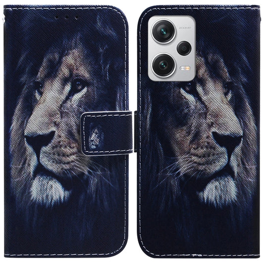 For Xiaomi Redmi Note 12 Pro+ Coloured Drawing Flip Leather Phone Case(Lion) by buy2fix