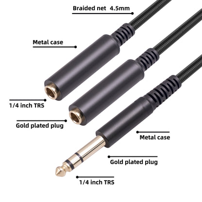 3718 6.35mm Male to Dual Female 1/4 TRS Stereo Audio Cable, Length: 30cm - Microphone Audio Cable & Connector by buy2fix | Online Shopping UK | buy2fix
