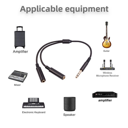 3718 6.35mm Male to Dual Female 1/4 TRS Stereo Audio Cable, Length: 30cm - Microphone Audio Cable & Connector by buy2fix | Online Shopping UK | buy2fix