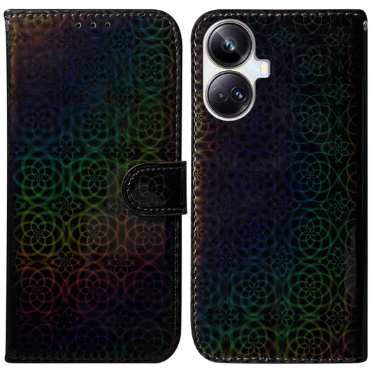For Realme 10 Pro+ Colorful Magnetic Buckle Leather Phone Case(Black) - Realme Cases by buy2fix | Online Shopping UK | buy2fix