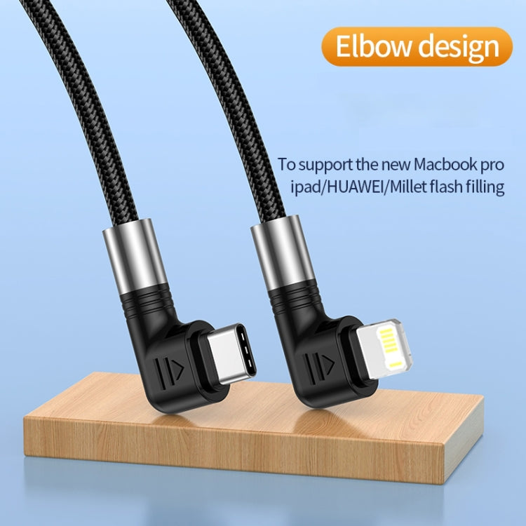 A9 30W USB-C/Type-C to 8 Pin Double Elbow Data Cable, Length:1m by buy2fix