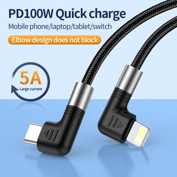 A9 30W USB-C/Type-C to 8 Pin Double Elbow Data Cable, Length:2m by buy2fix