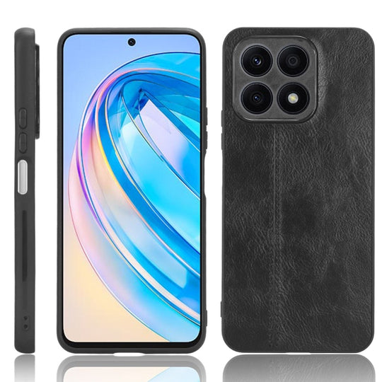 Pour Honor X8a Couture Vache Motif Peau PC + PU + TPU Téléphone Cas (Noir)