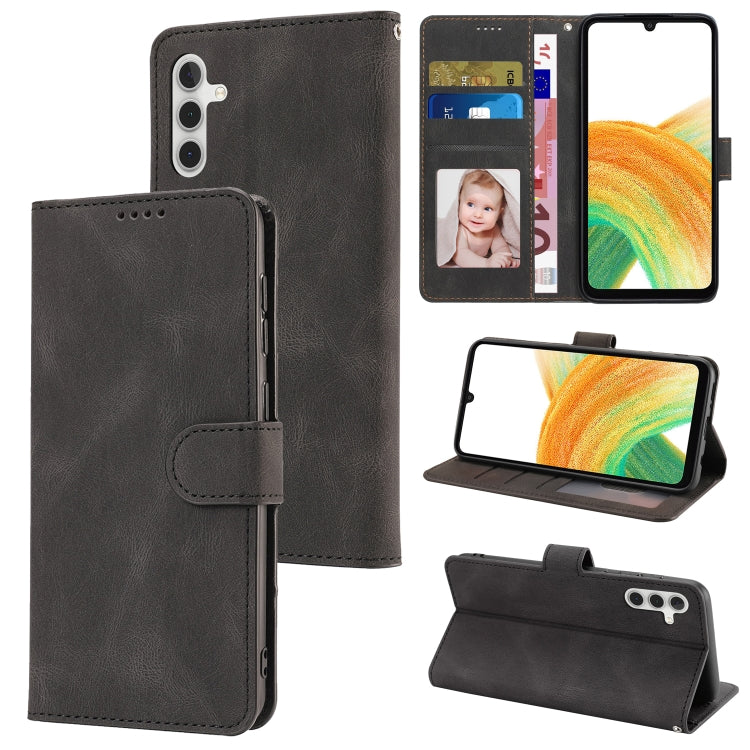 For Samsung Galaxy A34 5G Fantasy Skin-feel Calfskin Texture Leather Phone Case(Black) by buy2fix