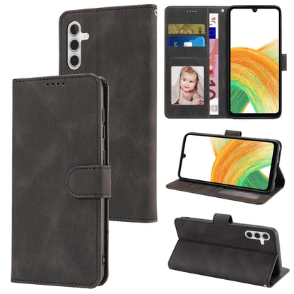 For Samsung Galaxy A34 5G Fantasy Skin-feel Calfskin Texture Leather Phone Case(Black) by buy2fix