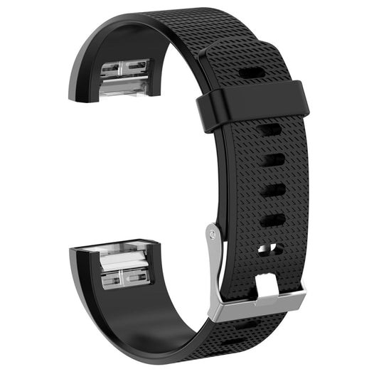 For Fitbit Charge 2 Common Texture Silicone  Watch Band with Buckle, Size:S(Black) - Watch Bands by buy2fix | Online Shopping UK | buy2fix