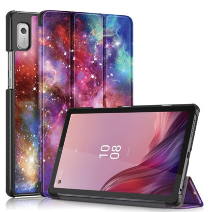 For Lenovo Tab M9 TB-310FU 3-folding Coloured Drawing Leather Smart Tablet Case(Milky Way) - Lenovo by buy2fix | Online Shopping UK | buy2fix