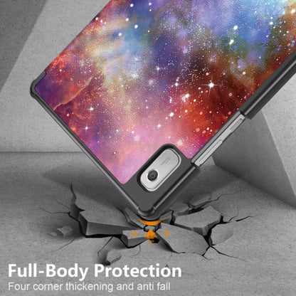 For Lenovo Tab M9 TB-310FU 3-folding Coloured Drawing Leather Smart Tablet Case(Milky Way) - Lenovo by buy2fix | Online Shopping UK | buy2fix