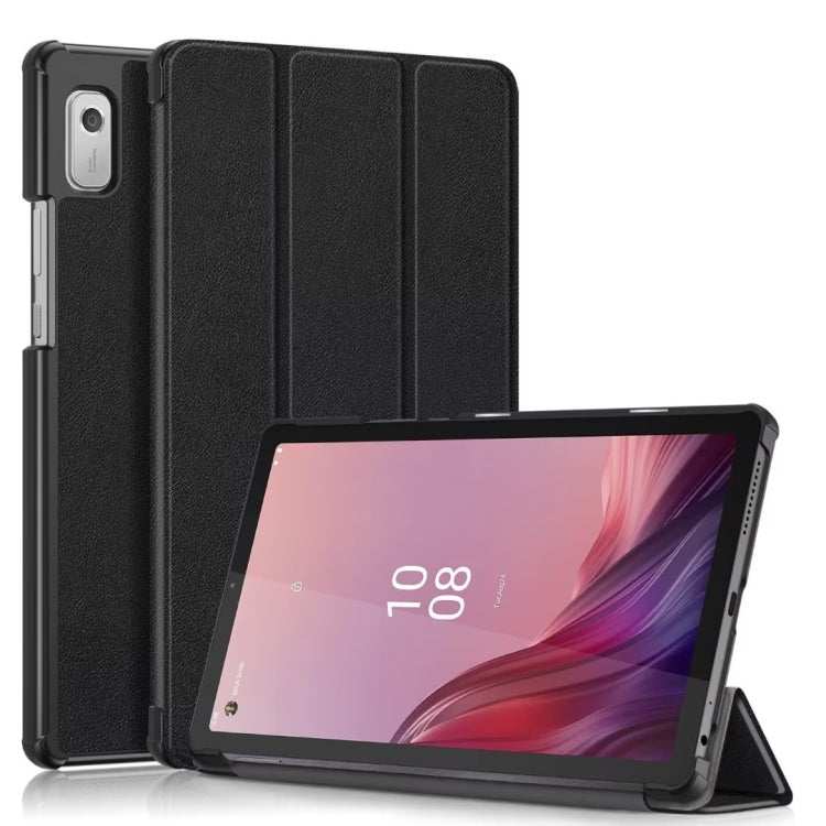 For Lenovo Tab M9 TB-310FU 3-folding Leather Smart Tablet Case(Black) - Lenovo by buy2fix | Online Shopping UK | buy2fix