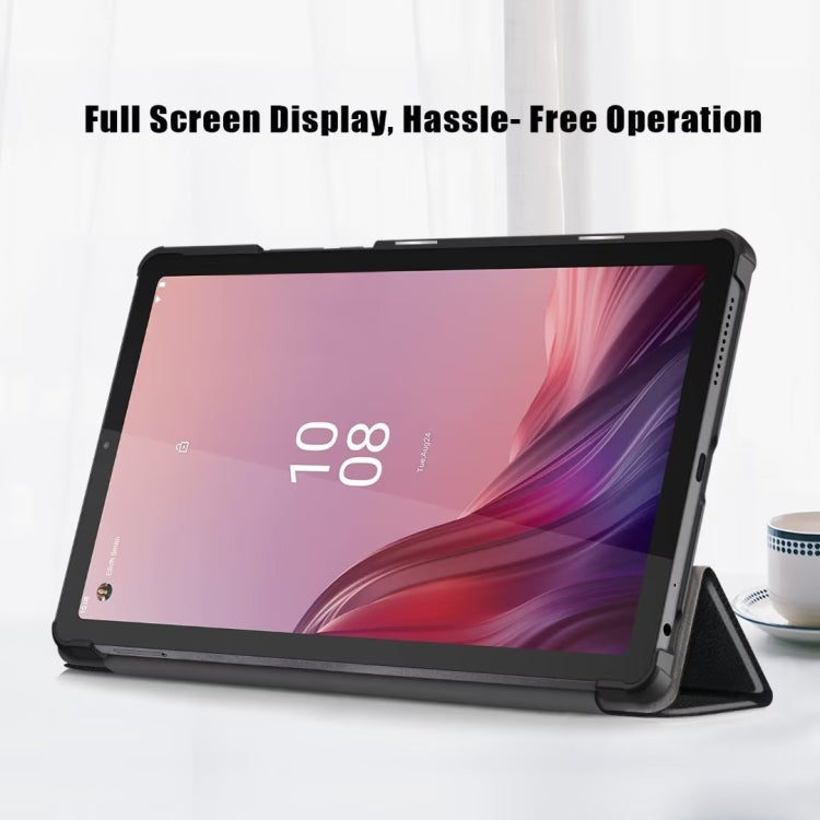 For Lenovo Tab M9 TB-310FU 3-folding Leather Smart Tablet Case(Black) - Lenovo by buy2fix | Online Shopping UK | buy2fix