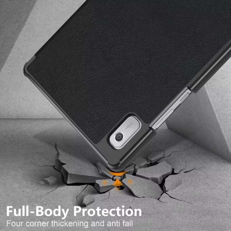 For Lenovo Tab M9 TB-310FU 3-folding Leather Smart Tablet Case(Black) - Lenovo by buy2fix | Online Shopping UK | buy2fix