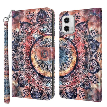 For Motorola Moto G73 3D Painted Leather Phone Case(Colorful Mandala) - Motorola Cases by buy2fix | Online Shopping UK | buy2fix