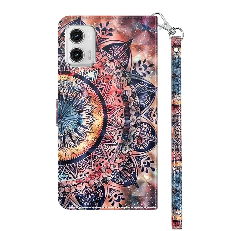 For Motorola Moto G73 3D Painted Leather Phone Case(Colorful Mandala) - Motorola Cases by buy2fix | Online Shopping UK | buy2fix