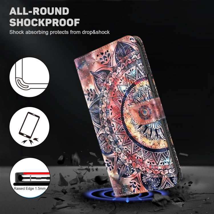 For Motorola Moto G73 3D Painted Leather Phone Case(Colorful Mandala) - Motorola Cases by buy2fix | Online Shopping UK | buy2fix