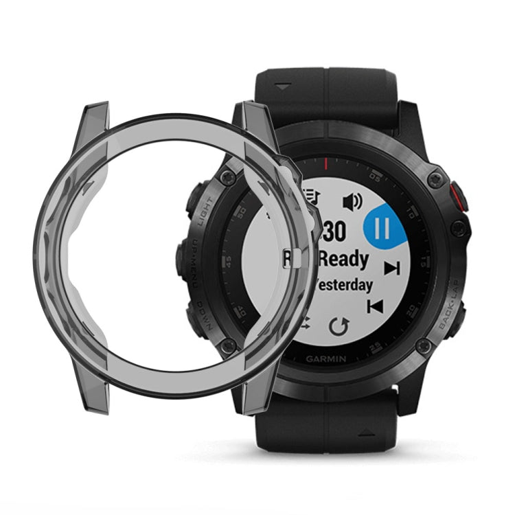 For Garmin Fenix 5X TPU Translucent Watch Case(Black) - Watch Cases by buy2fix | Online Shopping UK | buy2fix