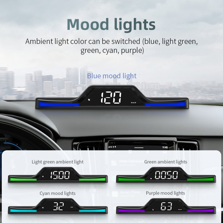 G15 Car HD GPS Head-Up Display with Color Changing Ambient Light - Head Up Display System by buy2fix | Online Shopping UK | buy2fix