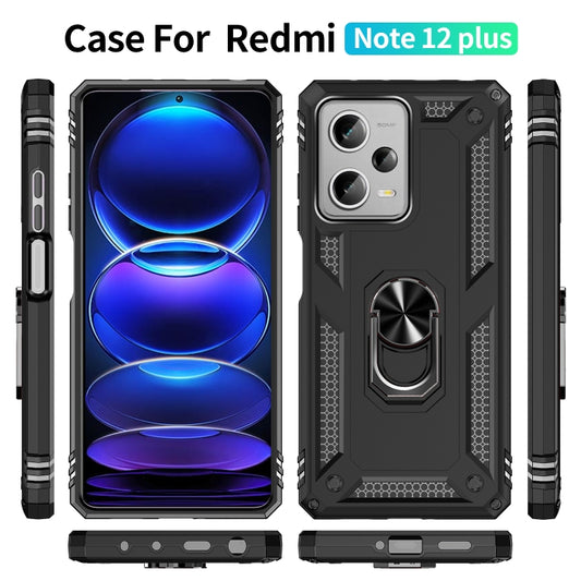 For Xiaomi Redmi Note 12 Pro+ Shockproof TPU + PC Phone Case with Holder(Black) - Xiaomi Cases by buy2fix | Online Shopping UK | buy2fix