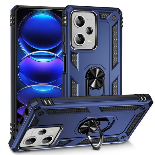 For Xiaomi Redmi Note 12 Pro+ Shockproof TPU + PC Phone Case with Holder(Blue)