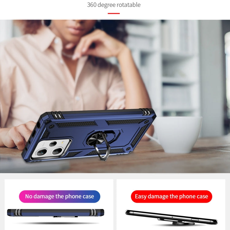 For Xiaomi Redmi Note 12 Pro+ Shockproof TPU + PC Phone Case with Holder(Blue) by buy2fix