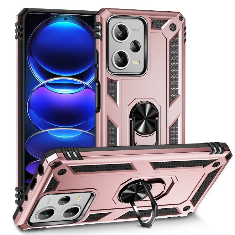 For Xiaomi Redmi Note 12 Pro+ Shockproof TPU + PC Phone Case with Holder(Rose Gold) by buy2fix