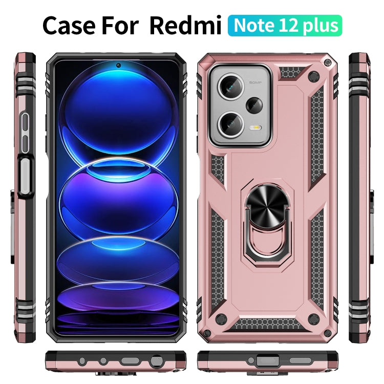For Xiaomi Redmi Note 12 Pro+ Shockproof TPU + PC Phone Case with Holder(Rose Gold) by buy2fix