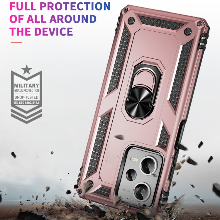 For Xiaomi Redmi Note 12 Pro+ Shockproof TPU + PC Phone Case with Holder(Rose Gold) by buy2fix