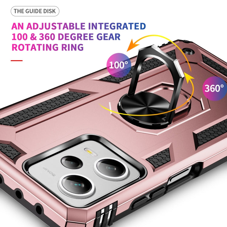 For Xiaomi Redmi Note 12 Pro+ Shockproof TPU + PC Phone Case with Holder(Rose Gold) by buy2fix