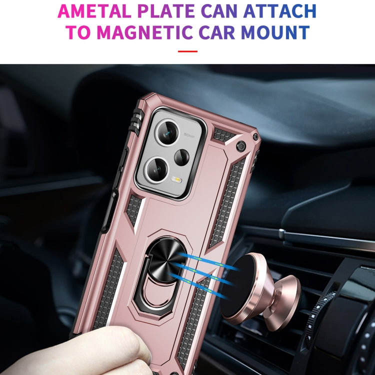 For Xiaomi Redmi Note 12 Pro+ Shockproof TPU + PC Phone Case with Holder(Rose Gold) by buy2fix