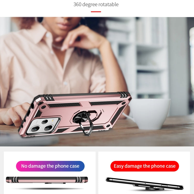 For Xiaomi Redmi Note 12 Pro+ Shockproof TPU + PC Phone Case with Holder(Rose Gold) by buy2fix