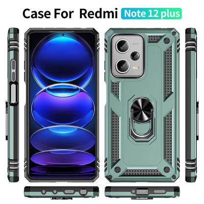 For Xiaomi Redmi Note 12 Pro+ Shockproof TPU + PC Phone Case with Holder(Dark Green) by buy2fix
