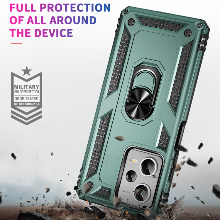 For Xiaomi Redmi Note 12 Pro+ Shockproof TPU + PC Phone Case with Holder(Dark Green) by buy2fix