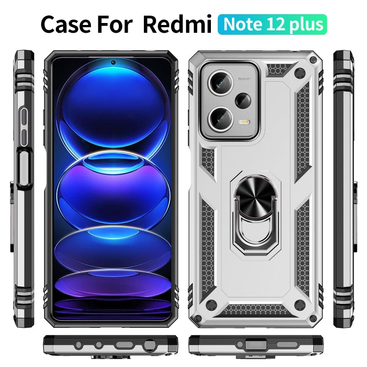 For Xiaomi Redmi Note 12 Pro+ Shockproof TPU + PC Phone Case with Holder(Silver) by buy2fix