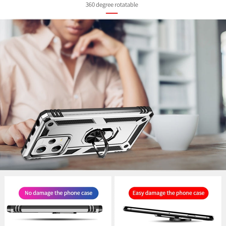 For Xiaomi Redmi Note 12 Pro+ Shockproof TPU + PC Phone Case with Holder(Silver) by buy2fix